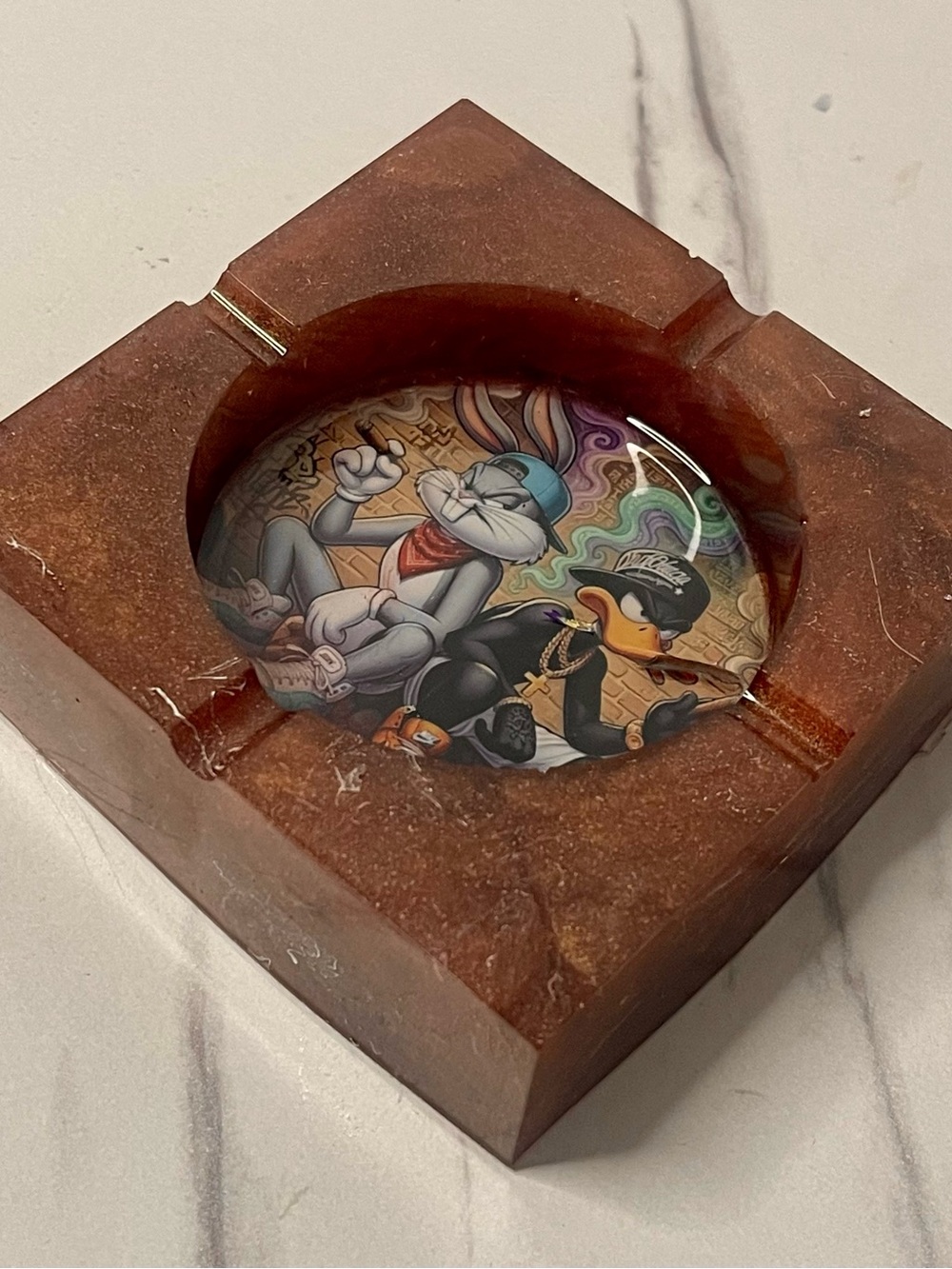 Bugs Bunny Daffy Duck Square Ashtray | 90s Cartoon Nostalgia Gift - Picture 8 of 8